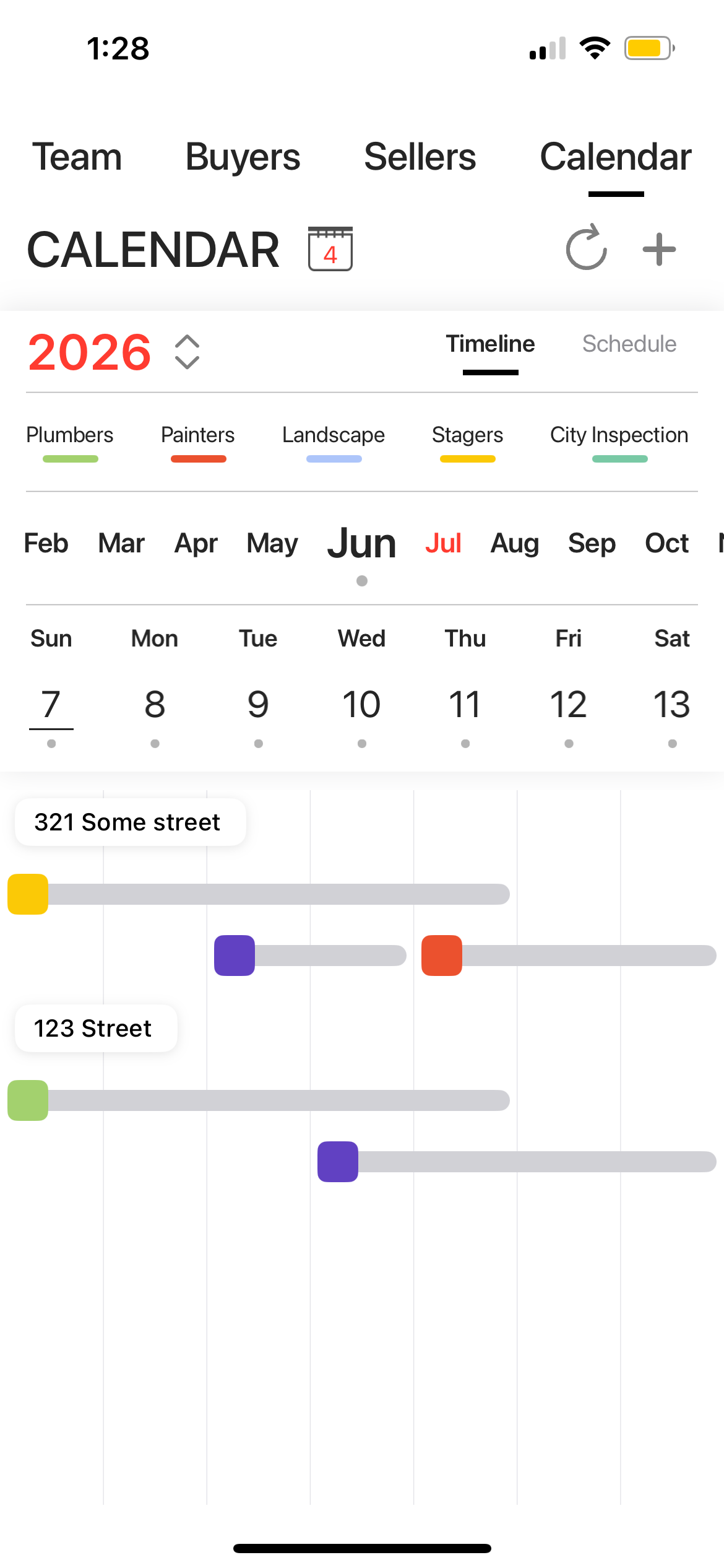 Calendar timeline screen